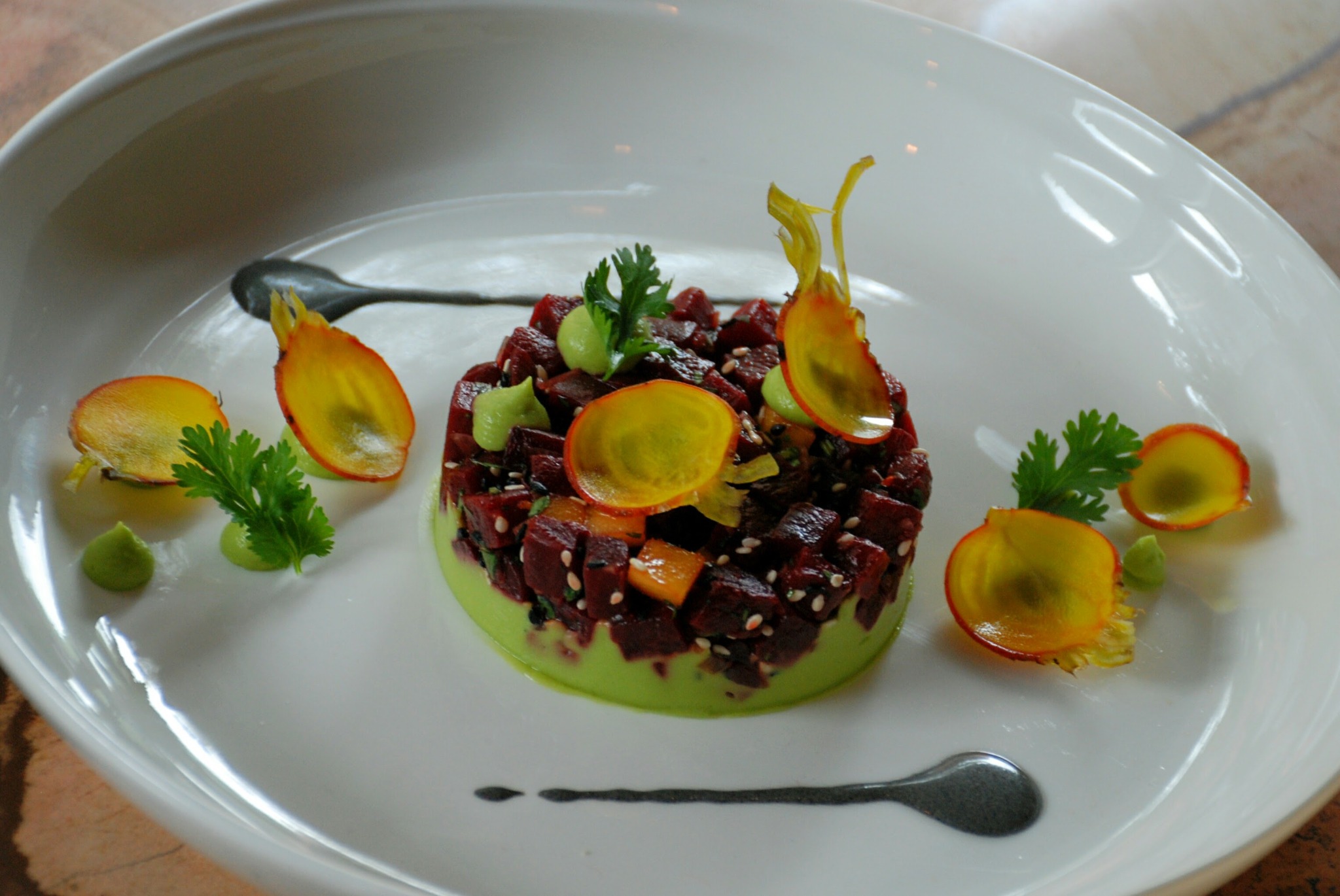 Beet tartare, avocado and golden beet