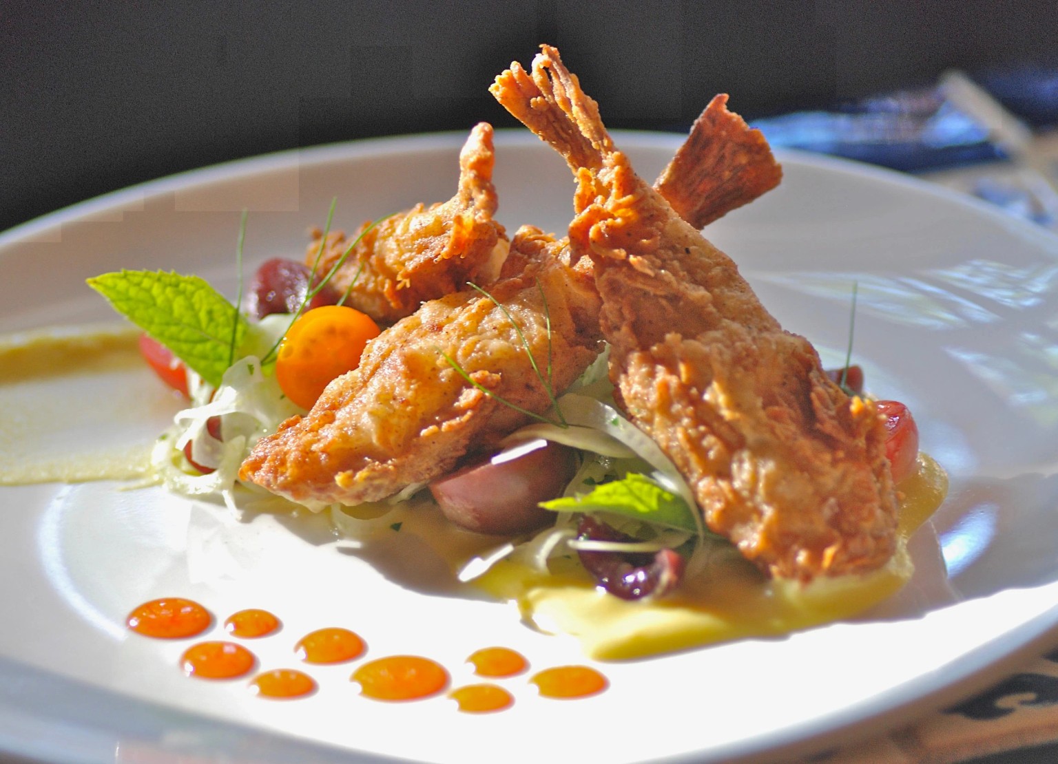 Crispy fish, fennel, olives and citrus