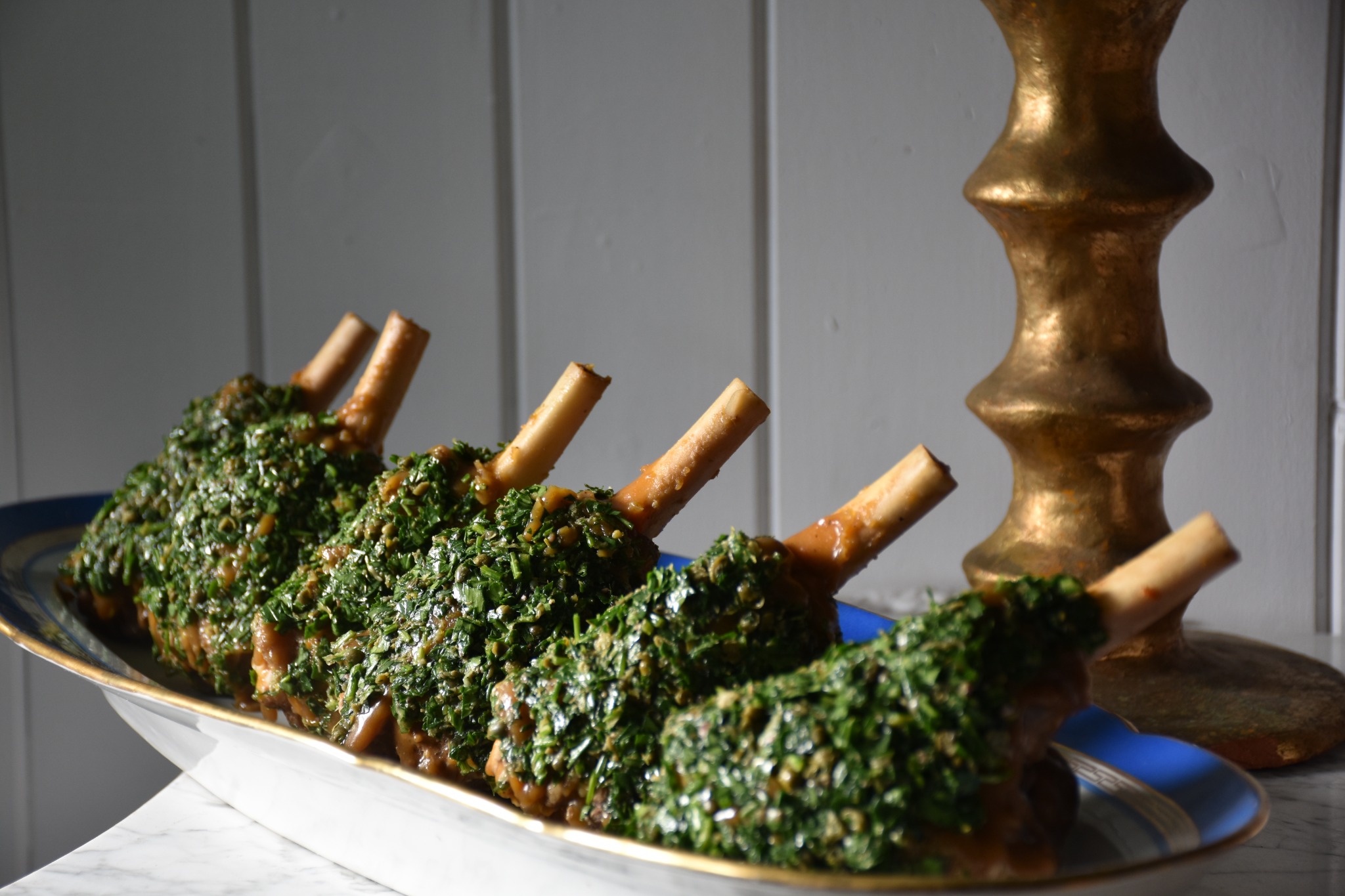 Lamb with caper and herb salsa verde