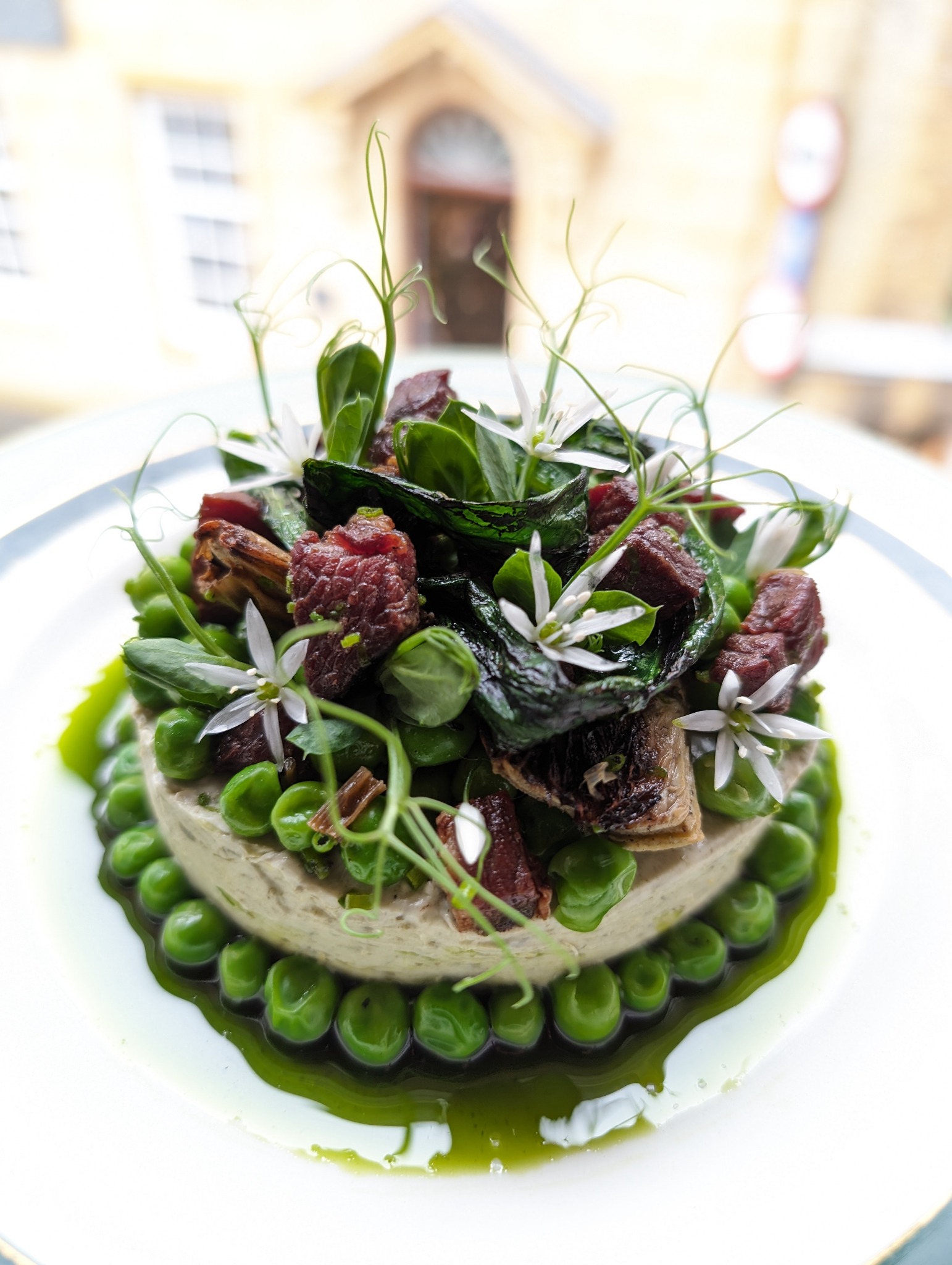 Spring peas, artichoke and wild garlic